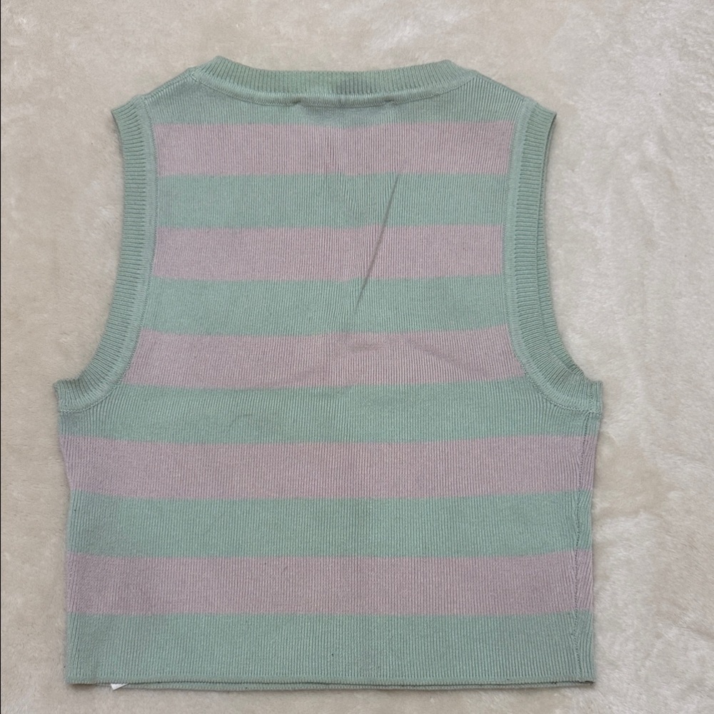 Zara Mint and Pink Striped Crop Top - Picture 2 of 4
